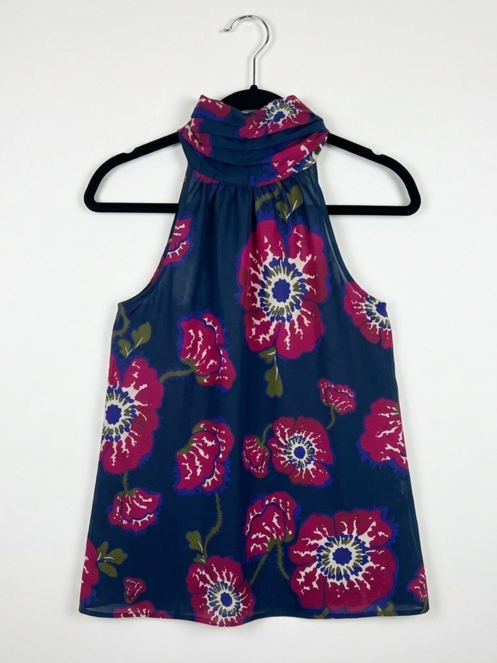 Tucker for Target Navy Halter Top with Pink Floral Print Women’s Small - Picture 2 of 11